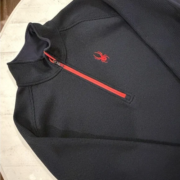 Spyder Sweater Men's XXL Black 1/4 Zip Pullover Long Sleeve - Picture 1 of 14